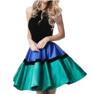 Renaissance Tricolor Halter Color Block Short Homecoming Dress Size 14